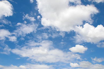 Bright blue sky with white clouds