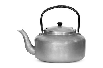 Old kettle isolated on white background