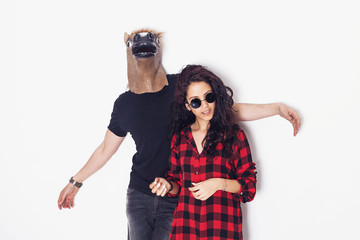 Crazy horse head couple posing together