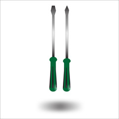 Realistic green screwdriver icon Vector Illustration EPS10.