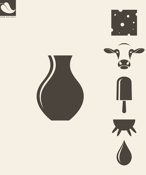 Dairy product. Icon set