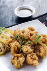 fresh prawn tempura fried starter food