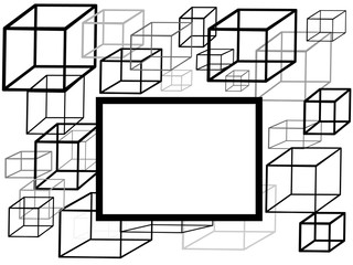 A design of overlap boxes that provides empty space at the center in order to display screen or products with black and grey shade.