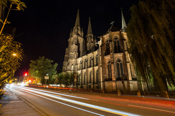 Fototapeta na wymiar elisbethen church marburg germany at night