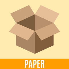 Organic waste flat icon with paper packing box and text