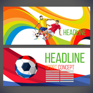 Concept of soccer player with colored geometric shapes