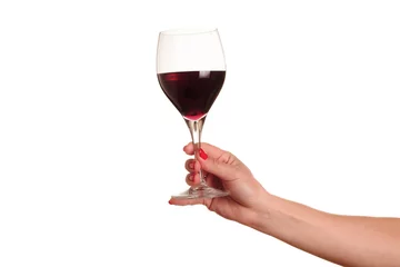 Photo sur Plexiglas Vin female hand with red wine glass