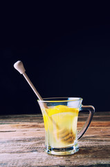 Hot drink with honey and lemon