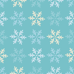 Fototapeta na wymiar Decorative Christmas seamless background with snowflakes. Print. Repeating background. Cloth design, wallpaper.