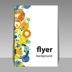 Flyer or Cover Design with Colorful Abstract Pattern - Dots, Rings, Bubbles