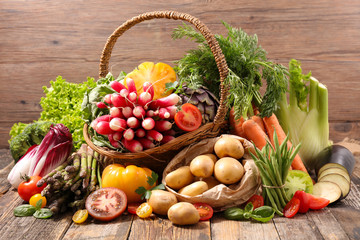 assortment of raw fruit and vegetable