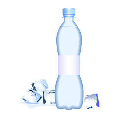 бутылка воды со льдом на белом фоне, векторная иллюстрация