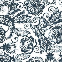 vintage pattern in indian batik style. floral vector background