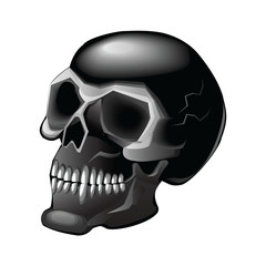 Black human skull on a white background. Halloween ,stickers, t-shirts ,icons, etc