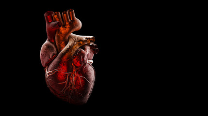 Anatomy of Human Heart Isolated on black