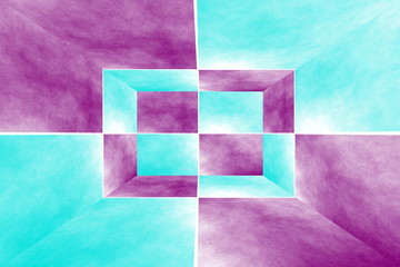 Illustration of a purple and cyan 3d box