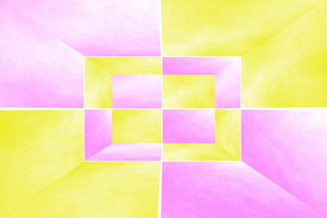 Illustration of a pink and yellow 3d box