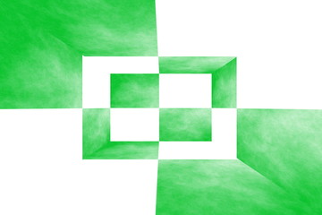 Illustration of a green and white 3d box