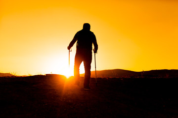 sunset trekking shooting silhoutte