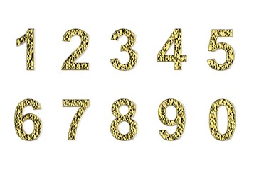 3D illustration of Digits one to nine