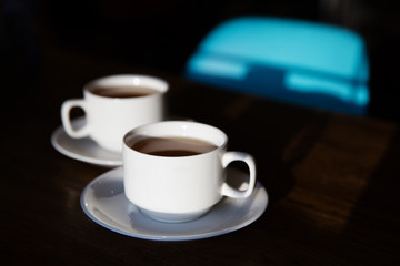 Two cups of tea on the table