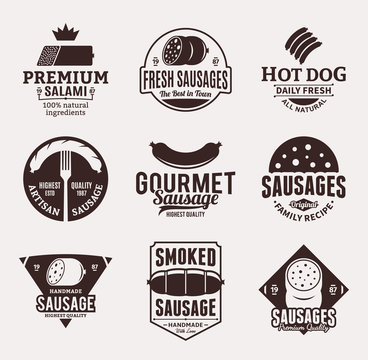Vector sausage logo and design elements
