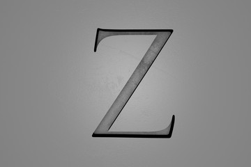 Engraved letter Z on stone background, 3d illustration