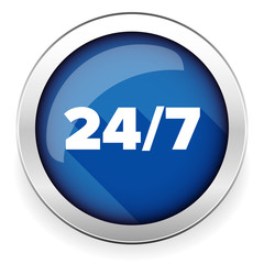 24 7 icon. open 24 hours a day and 7 days a week