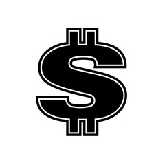 Dollar icon black and white vector illustration