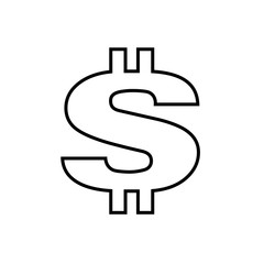 Dollar icon black and white vector illustration