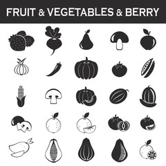 fruits and vegetables icon set