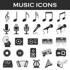 musical instruments icon set