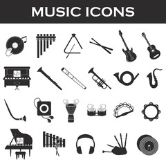 musical instruments icon set