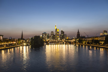 Fototapeta na wymiar Skyline of Frankfurt, Germany by night, the financial center of
