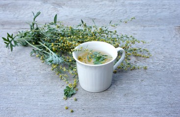 Wermut, Artemisia absinthium , Heilpflanze, Heilmittel - obrazy, fototapety, plakaty