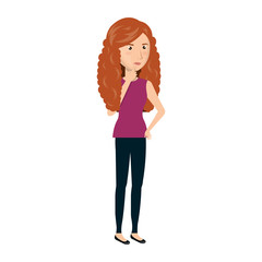 avatar woman thinking wearing casual clothes cartoon. vector illustration