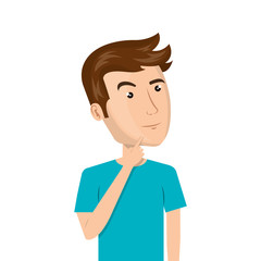 avatar man thinking and wearing casual clothes cartoon. vector illustration