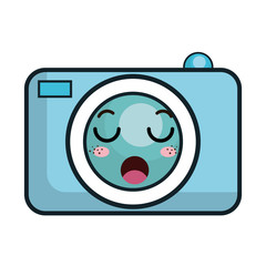 blue kawaii cartoon photographic cute camera. vector illustration
