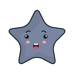 kawaii cartoon cute star shape with happy expression face. vector illustration