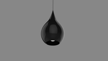 3D Rendering of metal ceiling lamp in the shape of a raindrop