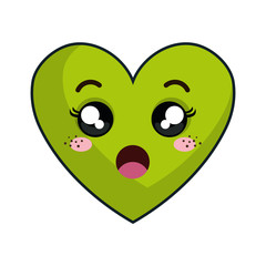kawaii cartoon cute heart shape with happy face. vector illustration