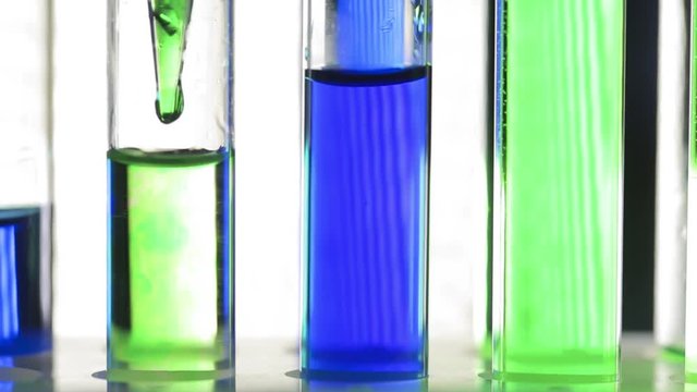 Close up HD video of test tubes