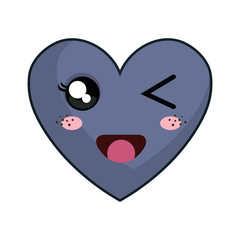 kawaii cartoon cute heart shape with happy face. vector illustration