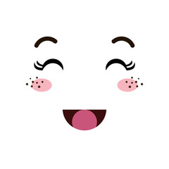 kawaii cartoon emoticon with happy expression face. vector illustration