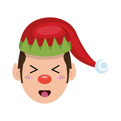 santa helper elf cartoon with red and green hat. christmas symbol. vector illustration