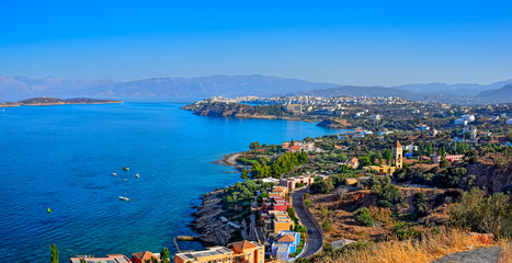 Town of Agios Nikolaos and the Mirabello Bay. Crete