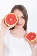 Girl with grapefruit eye