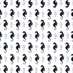 Fototapeta premium The pattern of seahorses. seamless background with marine animals. vector illustration