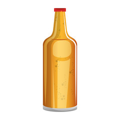 beer glass bottle with red cap. wheat product. vector illustration