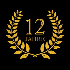 Lorbeerkranz. Gold. 12 jahr. Schwarzem hintergrund